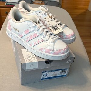 Adidas Women's Grand Court SE White and Pink Patterned Sneakers BNIB